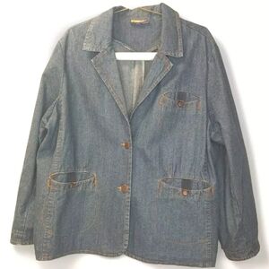Havana Jack's Cafe Denim Jean Blazer Jacket Woman Plus 3X Cargo Pockets
